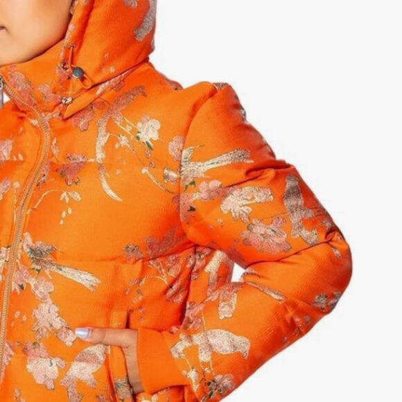 Azalea Wang Brocade Print Crop Puffer Jacket with Removable Hood - Picture 5 of 7